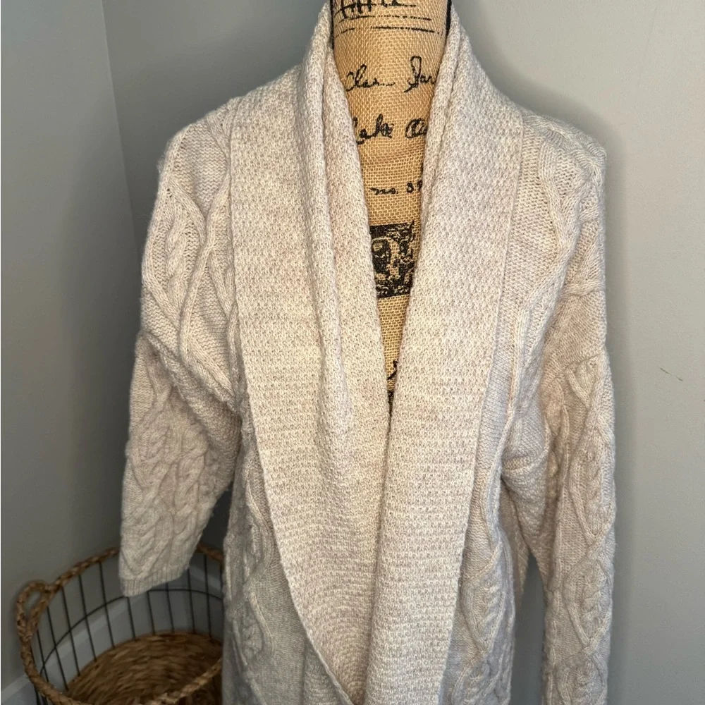Anthropologie Beige Cable Knit Cardigan - Picture 4 of 8